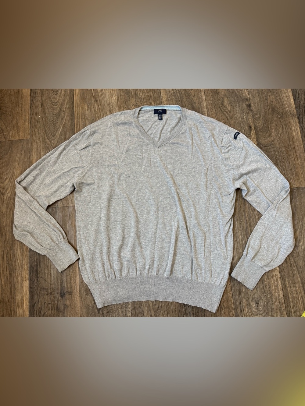LINCS Gray V-Neck Tight-Knit Pullover Sweater Silk Cotton Cashmere Men’s L